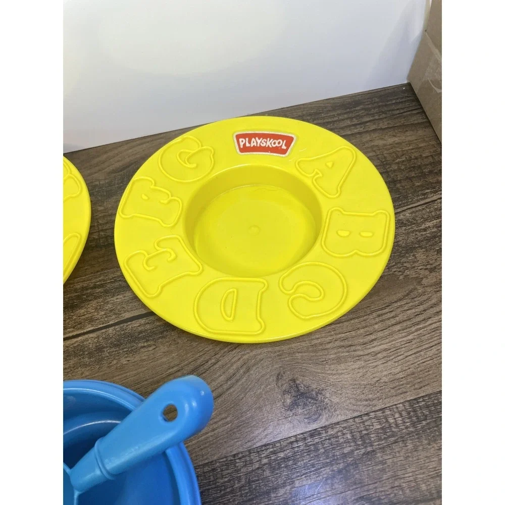 Vintage Playskool Alphabet Soup Bowls and Pot w Lid and Spoon  Replacement Piece